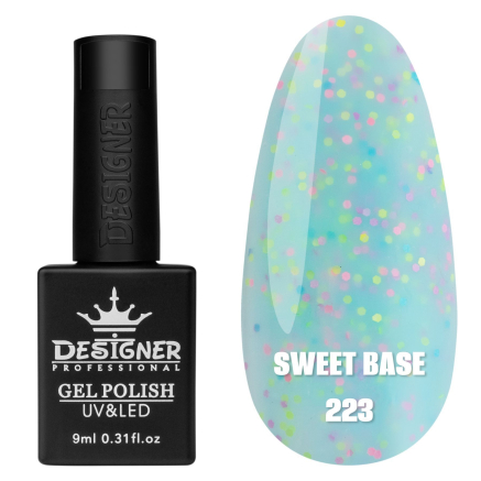 Кольорова база Sweet base 223 Designer (9 мл) - з конфетті різних кольорів