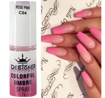 Colorful Ombre Spray, 7 г. Rose Pink C04 (Яскравий рожевий) - спрей пудра Designer для створення омбре на нігтях