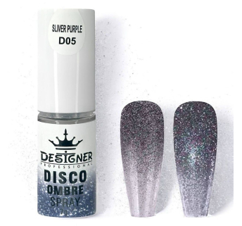 Disco Ombre Spray (7 г.) Silver Purple D05 - светоотражающая спрей пудра Designer для создания омбре на ногтях