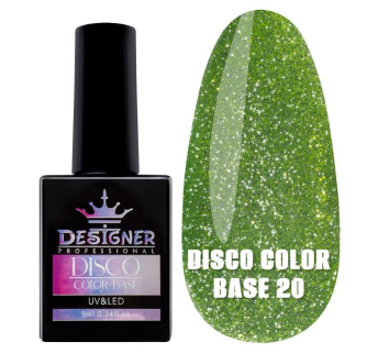 Світловідбивне базове покриття №20 (Яскравий лайм), 9 мл. - Disco Color Base Designer