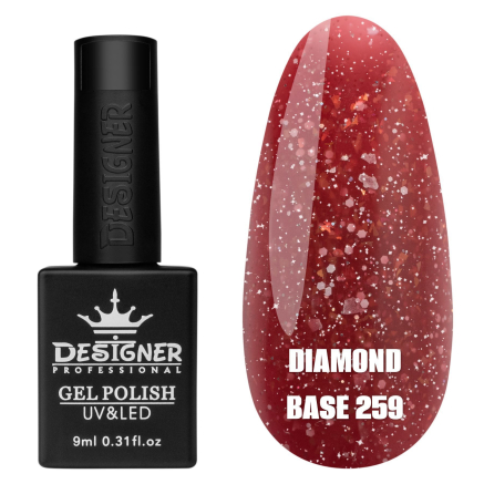 Базове покриття Diamond Base 259 Designer (9 мл.) - с легким світловідбивним ефектом