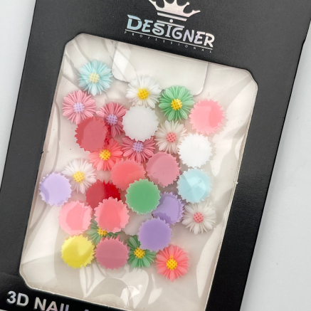 3D декор для об'ємного дизайну нігтів 'Різнокольорові ромашки' Designer - C5