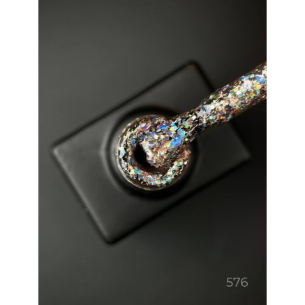 Гель лак Clow Glitter 576 Designer (9мл.) - з пластівцями хамелеон різних розмірів та гліттером