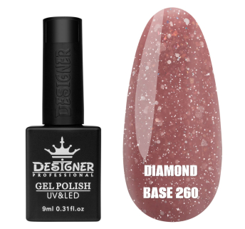 Базове покриття Diamond Base 260 Designer (9 мл.) - с легким світловідбивним ефектом