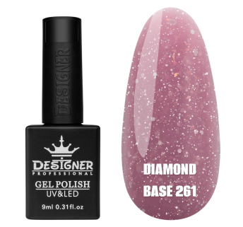 Базове покриття Diamond Base 261 Designer (9 мл.) - с легким світловідбивним ефектом