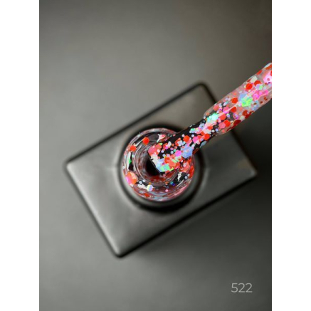 Гель лак Cosmo Glitter 522 Designer (9мл.) - з конфетті різних розмірів