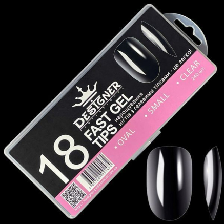 Fast gel tips №18 (Oval, small size) - Гелеві типси Designer