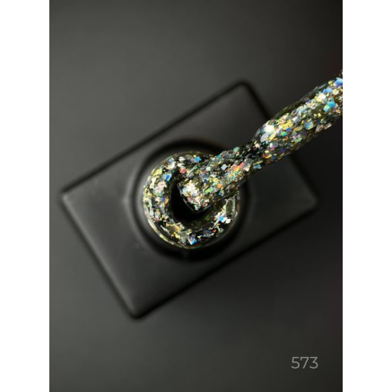 Гель лак Clow Glitter 573 Designer (9мл.) - з пластівцями хамелеон різних розмірів та гліттером