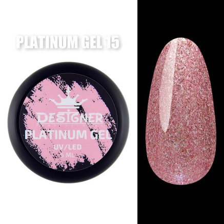 Platinum Gel 5 мл., Designer (Гель з шиммером) - Ніжно-рожевий №15