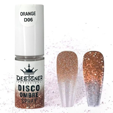 Disco Ombre Spray (7 г.) Orange D06 - світловідбивна спрей пудра Designer для створення омбре на нігтях