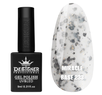 Кольорова база Miracle base Designer 233 (9 мл.) - з чорною, срібною та кольоровою поталлю