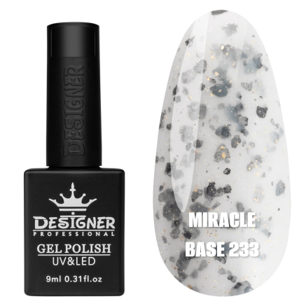 Кольорова база Miracle base Designer 233 (9 мл.) - з чорною, срібною та кольоровою поталлю