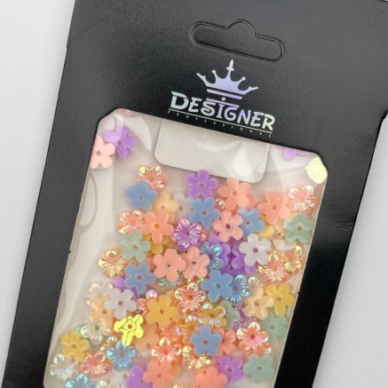 3D декор для об'ємного дизайну нігтів 'Різнокольорові квіточки' Designer - C2