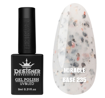 Кольорова база Miracle base Designer 235 (9 мл.) - з чорною, срібною та кольоровою поталлю