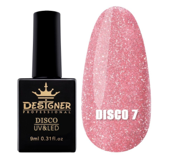 Світловідбивний гель-лак №7 (Рожевий), 9 мл. - Disco gel polish Designer