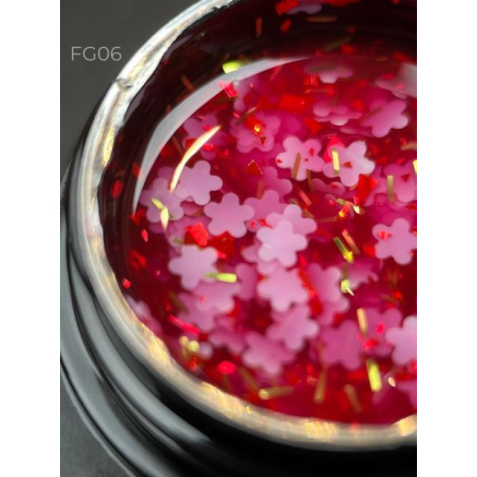 Foil flower gel FG06 (5 мл) Designer - гель з квіточками з фольги