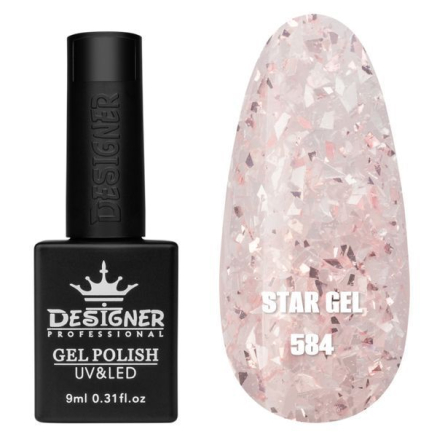 Гель лак Star gel 584 Designer (9мл.) - з пластівцями Юкі