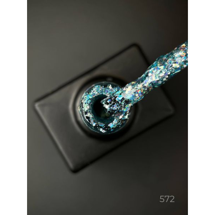 Гель лак Clow Glitter 572 Designer (9мл.) - з пластівцями хамелеон різних розмірів та гліттером