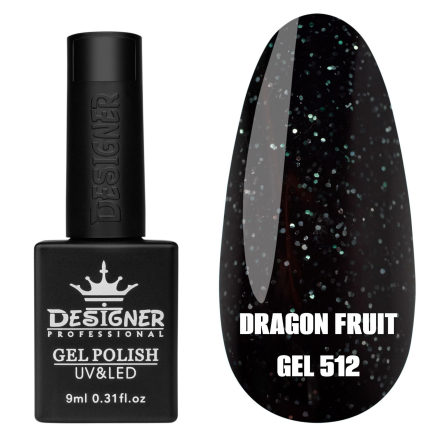 Гель лак Dragon fruit 512 Designer (9мол) - з чорно-білими крапками