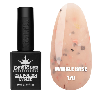 Кольорова база Marble base 170 Designer (9 мл) - з різнокольоровою поталлю