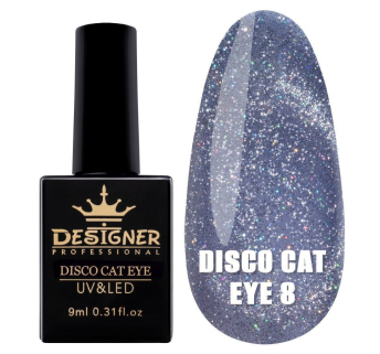 Світловідбивний гель-лак Disco Cat Eye №8, 9 мл., Designer (Котяче око)
