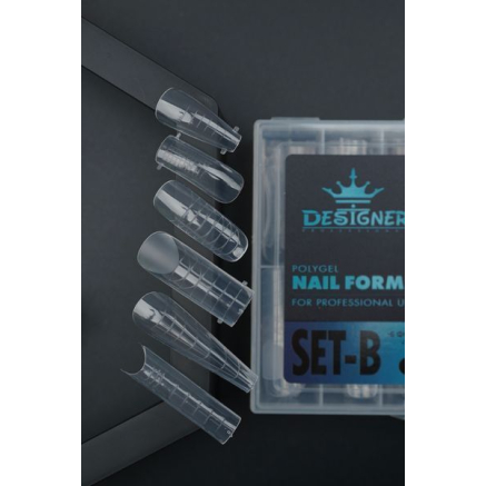 Polygel Nail Forms SET-B, 144 шт. (6 форм) - Верхні форми Designer