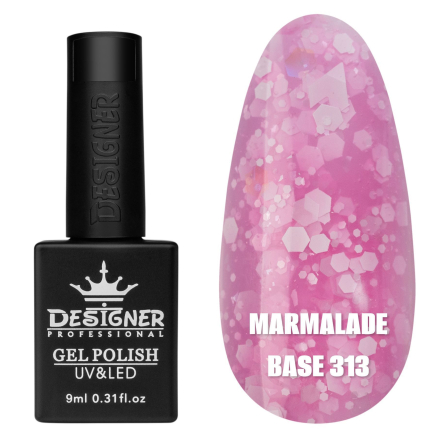 Кольорова база Marmalade base 313 Designer (9 мл.) - з білими конфетті