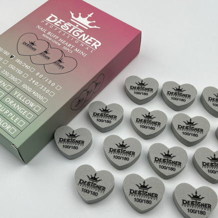 Nail Buff Heart Mini Gray (Сірий) 100/180 грит - Designer баф у формі сердечка