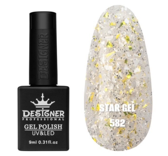 Гель лак Star gel 582 Designer (9мл.) - з пластівцями Юкі