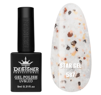 Гель лак Star gel 587 Designer (9мл.) - з пластівцями Юкі