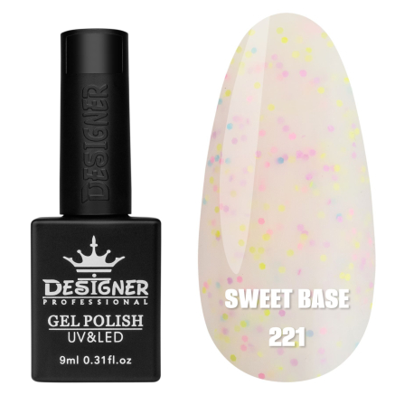 Цветная база Sweet base 221 Designer (9 мл.) - с мелким конфетти разных цветов