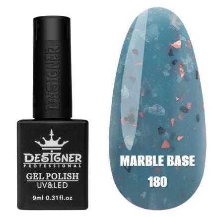 Кольорова база Marble base 180 Designer (9 мл) - з різнокольоровою поталлю