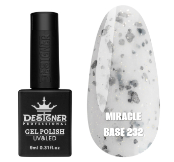 Кольорова база Miracle base Designer 232 (9 мл.) - з чорною, срібною та кольоровою поталлю