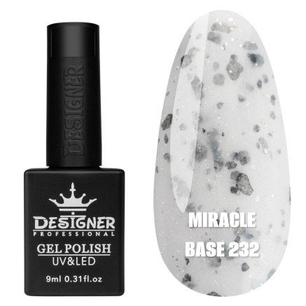 Кольорова база Miracle base Designer 232 (9 мл.) - з чорною, срібною та кольоровою поталлю