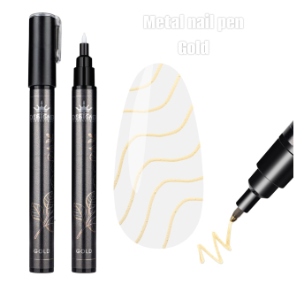 Chrom metal nail pen (Gold) - ручка для дизайну нігтів Designer