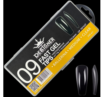 Fast gel tips №9 (Ballerina, medium size) - Гелевые типсы Designer