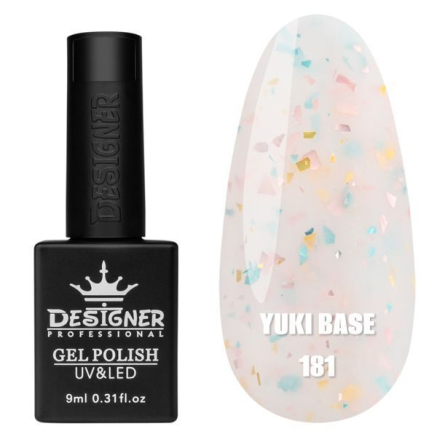 Кольорова база Yuki base 181 Designer (9 мл.) - з пластівцями юкі