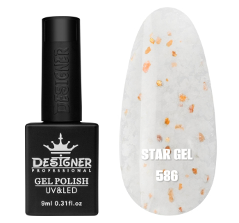 Гель лак Star gel 586 Designer (9мл.) - з пластівцями Юкі