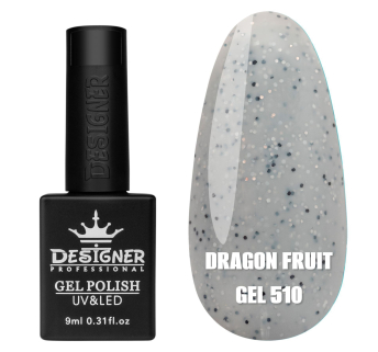 Гель лак Dragon fruit 510 Designer (9мол) - з чорно-білими крапками
