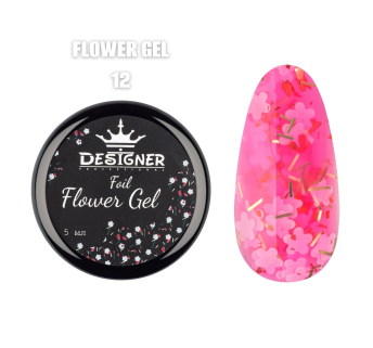 Foil flower gel FG12 (5 мл) Designer - гель з квіточками з фольги