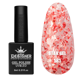 Гель лак Star gel 581 Designer (9мл.) - з пластівцями Юкі