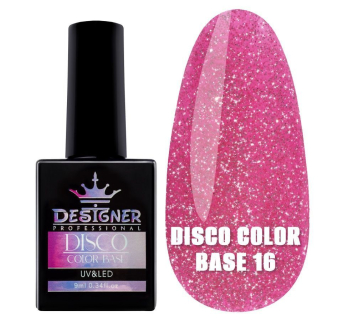 Світловідбивне базове покриття №16 (Яскраво-рожевий), 9 мл. - Disco Color Base Designer