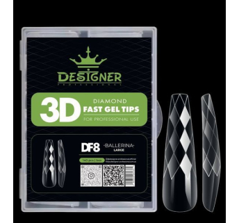 Diamond Fast Gel Tips (DF8 Ballerina large) - гелевые типсы Designer 120 шт/уп