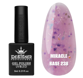 Кольорова база Miracle base Designer 238 (9 мл.) - з чорною, срібною та кольоровою поталлю