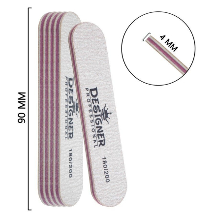 Двостороння овальна міні пилка (180/200 грит.) - Nailfile Designer