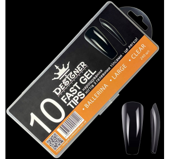 Fast gel tips №10 (Ballerina, large size) - Гелевые типсы Designer