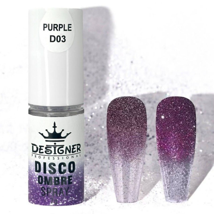 Disco Ombre Spray (7 г.) Purple D03 - світловідбивна спрей пудра Designer для створення омбре на нігтях