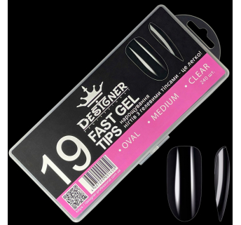 Fast gel tips №19 (Oval, medium size) - Гелевые типсы Designer