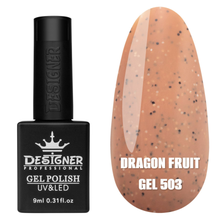 Гель лак Dragon fruit 503 Designer (9мол) - з чорно-білими крапками