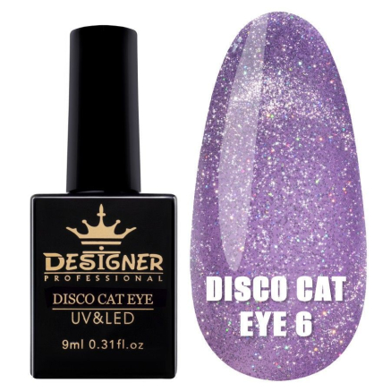 Світловідбивний гель-лак Disco Cat Eye №6, 9 мл., Designer (Котяче око)
